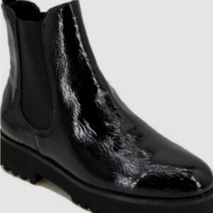 Andre Assous Glossy Black Ankle Boots